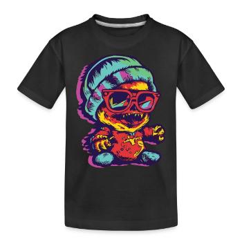 Horror Gruseliger Bär Halloween Gruseliger Spucker - Kinder Premium Bio T-Shirt - Schwarz - Vorne