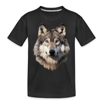 Wolf (weiß/grau) - Kinder Premium Bio T-Shirt - Schwarz - Vorne