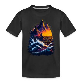 Fantastische Landschaftsillustration - Kinder Premium Bio T-Shirt - Schwarz - Vorne