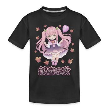 Fille manga - bienvenue l'automne - T-shirt bio Premium Enfant - noir - Devant