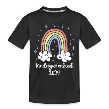 Kindergartenkind 2024 Regenbogen Bunt Kindergarten - Kinder Premium Bio T-Shirt - Schwarz - Vorne