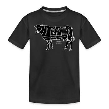 Funny Beef Cuts Chart I BBQ Butcher - Kids' Premium Organic T-Shirt - black - Front
