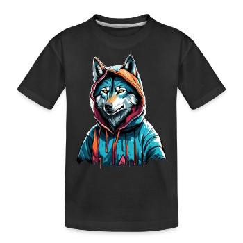 Coolest Wolf in Town - Kinder Premium Bio T-Shirt - Schwarz - Vorne