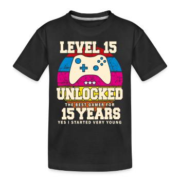 Original 2009 15 Jahre Level 15 freischalten - Kinder Premium Bio T-Shirt - Schwarz - Vorne