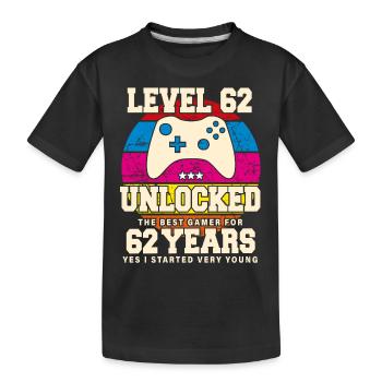Original 1962 62 Jahre Level 62 freischalten - Kinder Premium Bio T-Shirt - Schwarz - Vorne