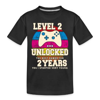 Original 2022 2 Year Old Level 2 Unlock - Kids' Premium Organic T-Shirt - black - Front
