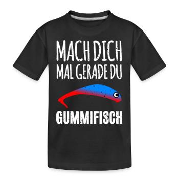 Gummifisch Angler - Kinder Premium Bio T-Shirt - Schwarz - Vorne