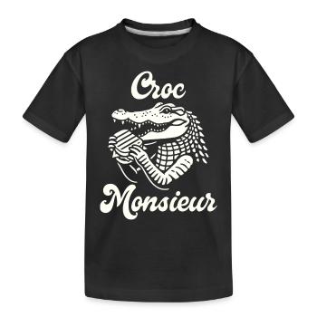 Croque Monsieur Crocodile Croc Monsieur Français - T-shirt bio Premium Enfant - noir - Devant