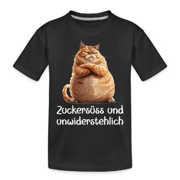 Katze Miezekatze Zuckersüss & Unwiderstehlich Miau - Kinder Premium Bio T-Shirt - Schwarz - Vorne