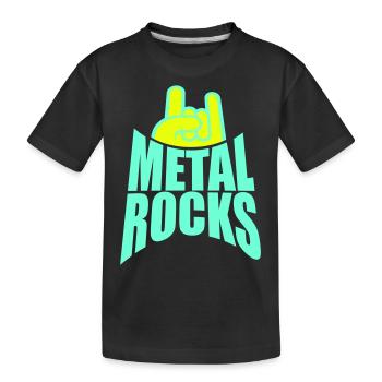 Heavy Metal Rocks Hard Rock Musik Text Spruch Logo - Kinder Premium Bio T-Shirt - Schwarz - Vorne