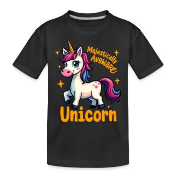 Licorne majestueusement maladroite avec des étincelles - T-shirt bio Premium Enfant - noir - Devant