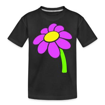Small Marguerite Flower Decorative Yellow Purple Design - Kids' Premium Organic T-Shirt - black - Front