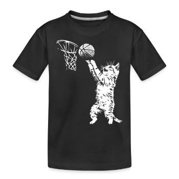 Cat Basketball Dunking - Kids' Premium Organic T-Shirt - black - Front