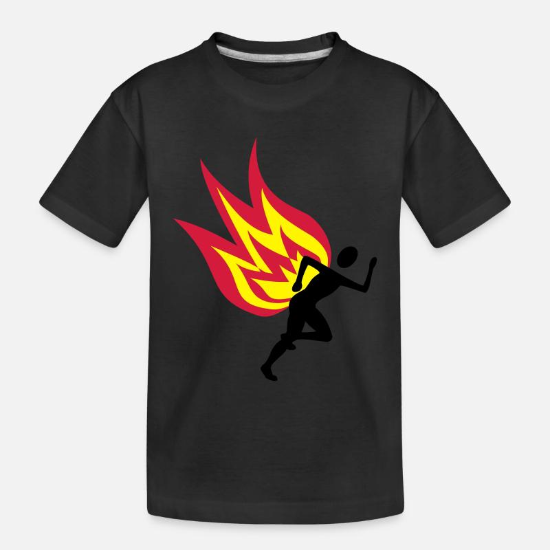 Jogger Feuer - Kinder Premium Bio T-Shirt - Schwarz