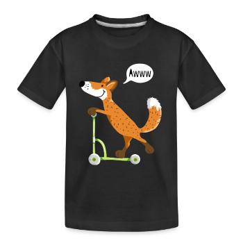 Kleiner schlauer Fuchs mit seinem grünen Roller - Kinder Premium Bio T-Shirt - Schwarz - Vorne