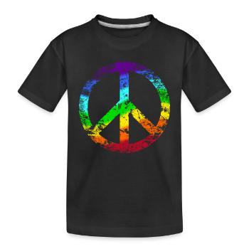 Peace-Zeichen Regenbogen Toleranz Frieden Graffiti - Kinder Premium Bio T-Shirt - Schwarz - Vorne