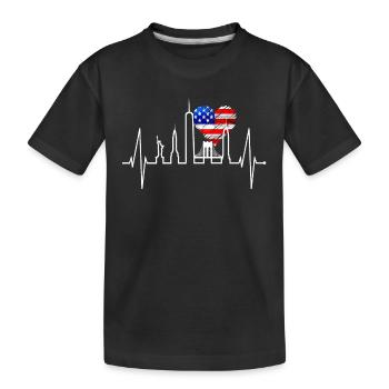 New York Skyline Herzschlag Herz USA Geschenk NY - Kinder Premium Bio T-Shirt - Schwarz - Vorne