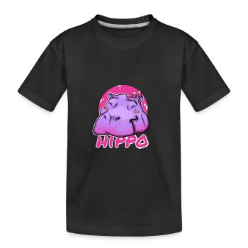 Hippopotame mignon avec nœud rose - T-shirt bio Premium Enfant - noir - Devant