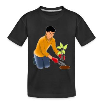 Gartenarbeit - Kinder Premium Bio T-Shirt - Schwarz - Vorne