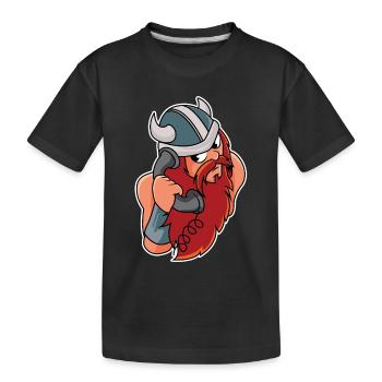 Wikinger am Telefon - Kinder Premium Bio T-Shirt - Schwarz - Vorne