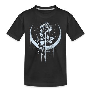 Occult Moon Rose Witchcraft Wicca Totenkopf Gothic - Kinder Premium Bio T-Shirt - Schwarz - Vorne