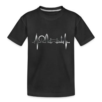 London Skyline Heartbeat England UK Heart Silver - Kids' Premium Organic T-Shirt - black - Front
