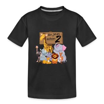 Lustige Tierfreunde Geburtstagsparty 2 Jahre alt - Kinder Premium Bio T-Shirt - Schwarz - Vorne
