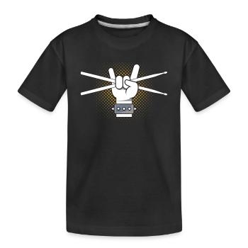 Drummer Schlagzeuger - Rock and Roll Faust Sticks - Kinder Premium Bio T-Shirt - Schwarz - Vorne