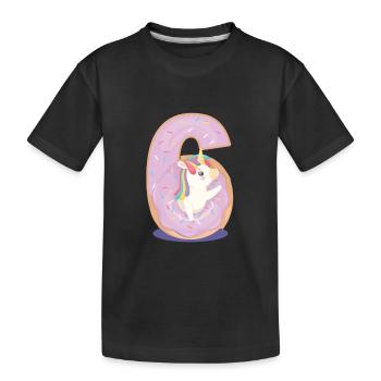 Einhorn im Donut Tochter 6 Jahre alt - Kinder Premium Bio T-Shirt - Schwarz - Vorne