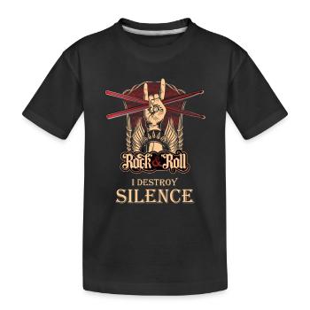 Je détruis Silence, batteur, tambour, tambour, tambours, tambours - T-shirt bio Premium Enfant - noir - Devant
