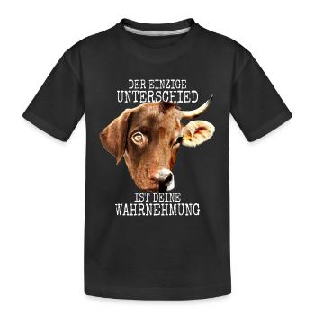Der Unterschied Ist Deine Wahrnehmung Vegan Hund - Kinder Premium Bio T-Shirt - Schwarz - Vorne