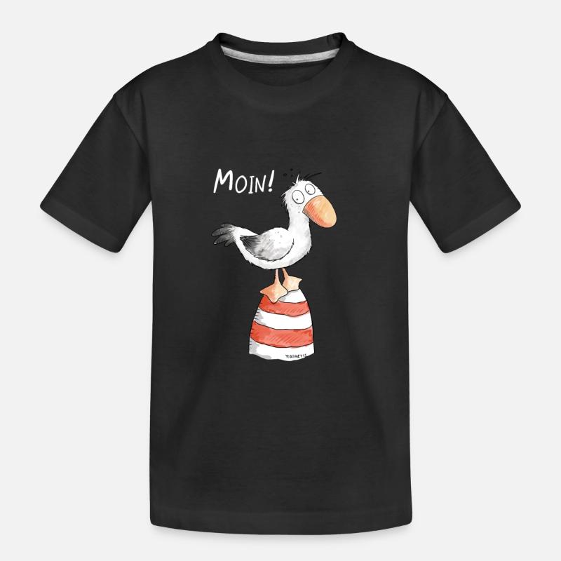 Moin Möwe I Nordsee Urlaub Geschenk - Kinder Premium Bio T-Shirt - Schwarz