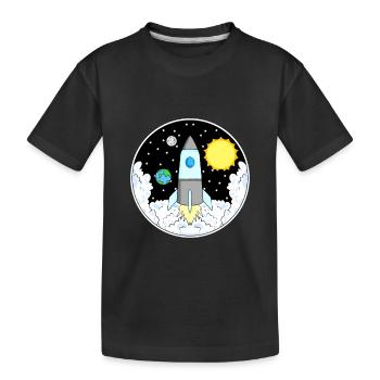 Rakete Weltall - Kinder Premium Bio T-Shirt - Schwarz - Vorne