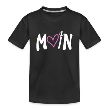 Moin Herz Anker Plattdeutsch - Kinder Premium Bio T-Shirt - Schwarz - Vorne