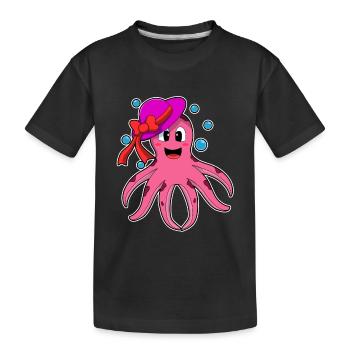 Krake Hut - Kinder Premium Bio T-Shirt - Schwarz - Vorne