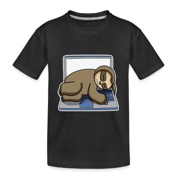 Sloth office funny relax - Kids' Premium Organic T-Shirt - black - Front