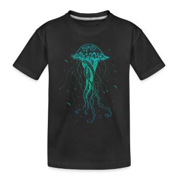 Qualle Meerestier Psychedelische Kunst Geschenk - Kinder Premium Bio T-Shirt - Schwarz - Vorne