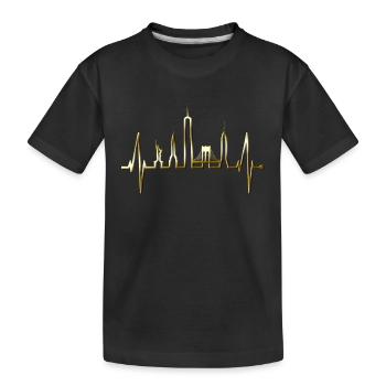 New York Skyline Herzschlag Herz Puls USA Geschenk - Kinder Premium Bio T-Shirt - Schwarz - Vorne