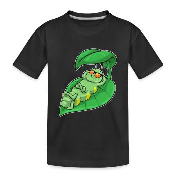 Chenille avec feuille comme parasol - T-shirt bio Premium Enfant - noir - Devant