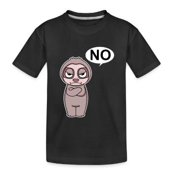 Le paresseux est énervé et dit non - T-shirt bio Premium Enfant - noir - Devant