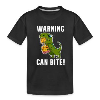 Dinosaure avec pizza - T-shirt bio Premium Enfant - noir - Devant