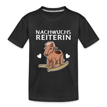 Reiterin Nachwuchs Pferd - Kinder Premium Bio T-Shirt - Schwarz - Vorne