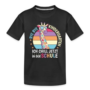 Bye Kindergarten Giraffe Retro Schule Einschulung - Kinder Premium Bio T-Shirt - Schwarz - Vorne