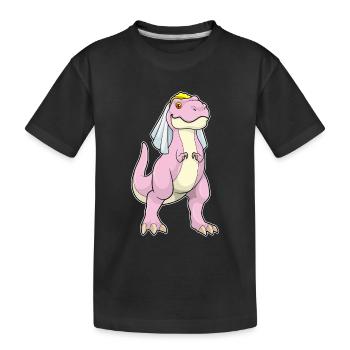 Dinosaurier Braut Schleier Hochzeit - Kinder Premium Bio T-Shirt - Schwarz - Vorne