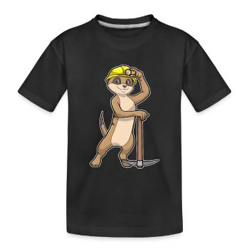 Erdmännchen Bergarbeiter Spitzhacke Bergbau - Kinder Premium Bio T-Shirt - Schwarz - Vorne