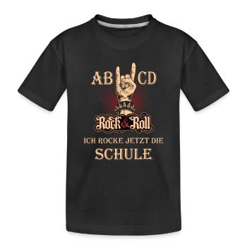 AB CD ich rocke die Schule, Schulkind 2023, lustig - Kinder Premium Bio T-Shirt - Schwarz - Vorne