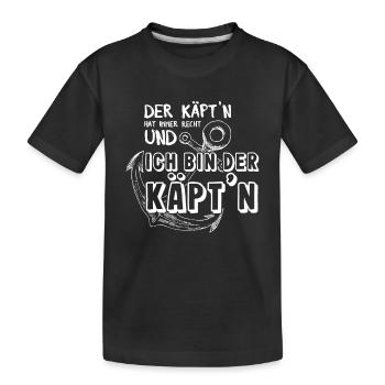 Käptn Kapitän Anker Schifffahr Bootsführerschein - Kinder Premium Bio T-Shirt - Schwarz - Vorne