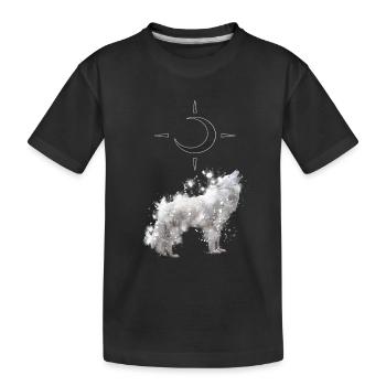 Wolf's Kunst mit Halbmond - Kinder Premium Bio T-Shirt - Schwarz - Vorne