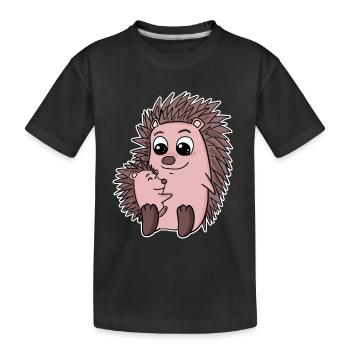 Famille hérisson - Hérisson avec bébé - Motif hérisson - T-shirt bio Premium Enfant - noir - Devant