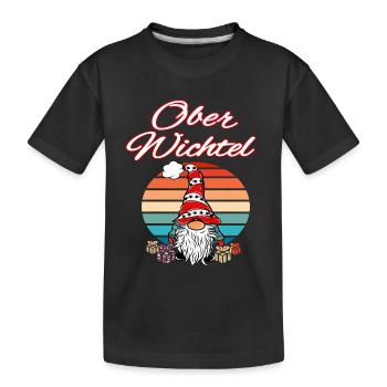 Ober Wichtel Weihnachts Gnom - Kinder Premium Bio T-Shirt - Schwarz - Vorne